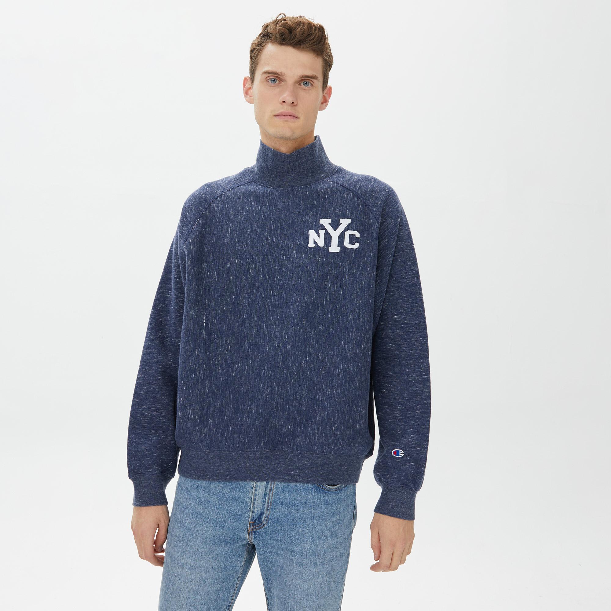Champion High Neck Erkek Lacivert Sweatshirt