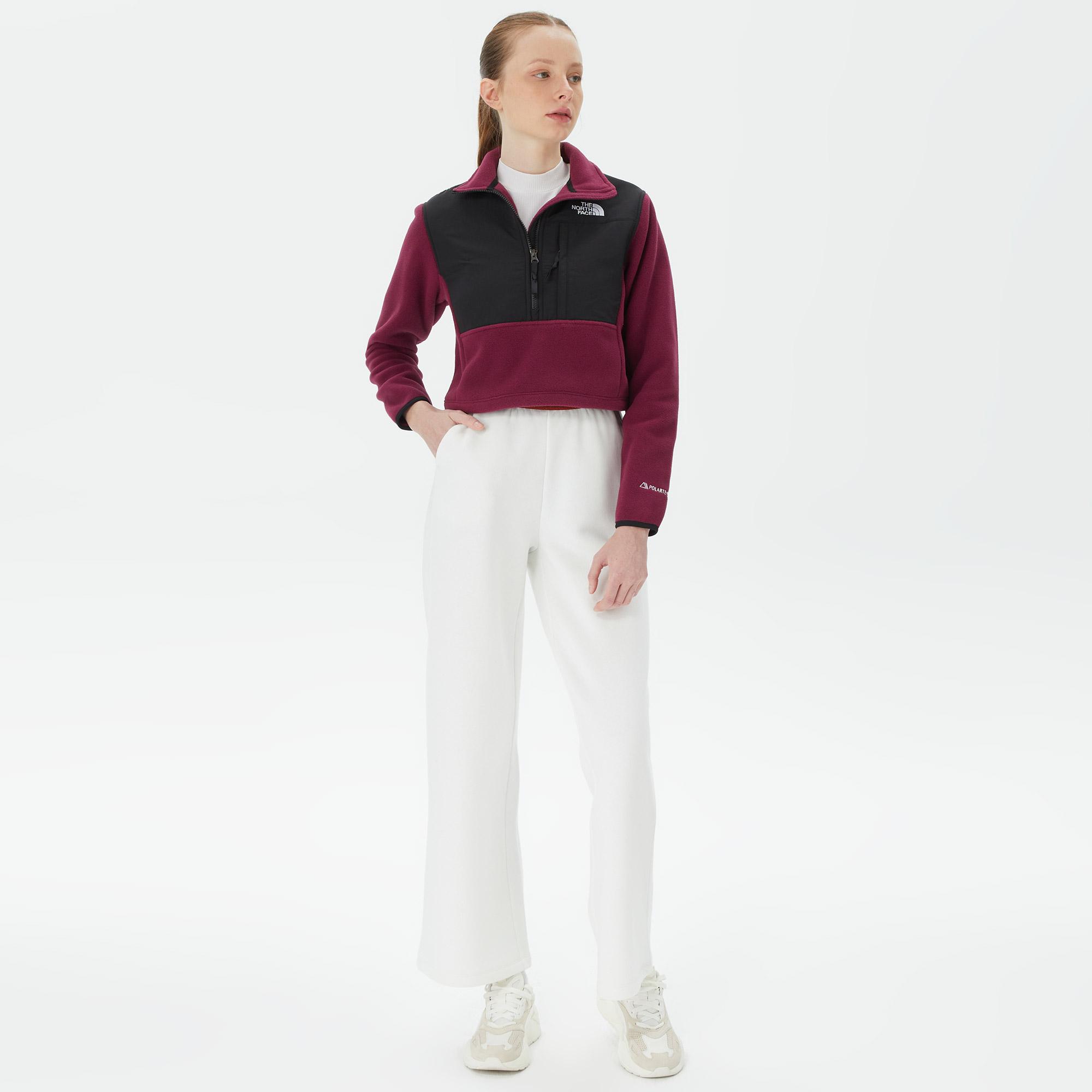 The North Face Denali Crop Kadın Bordo Polar Sweatshirt
