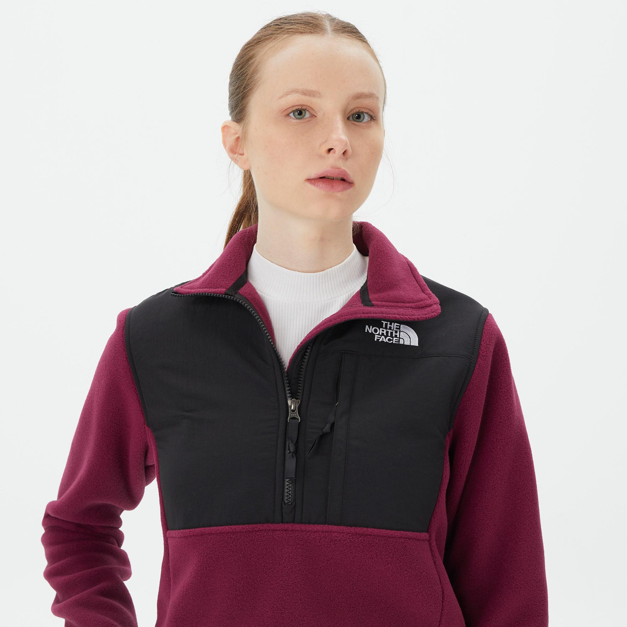 The North Face Denali Crop Kadın Bordo Polar Sweatshirt