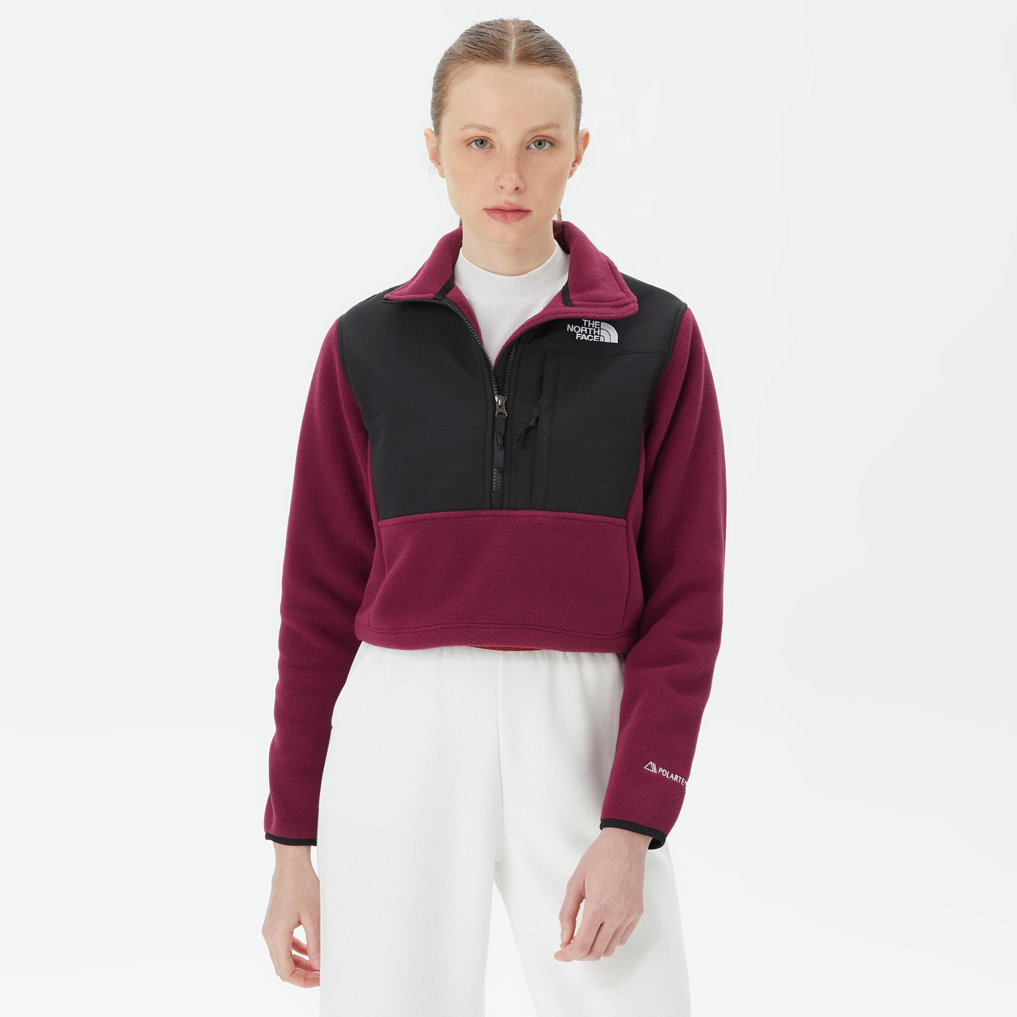 The North Face Denali Crop Kadın Bordo Polar Sweatshirt