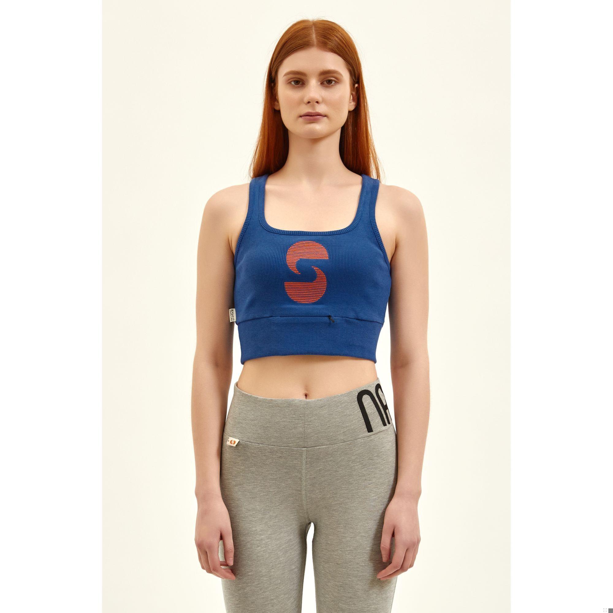 Nasaqu Kadın Açık Yaka Aktif Okyanus Mavisi Crop Top