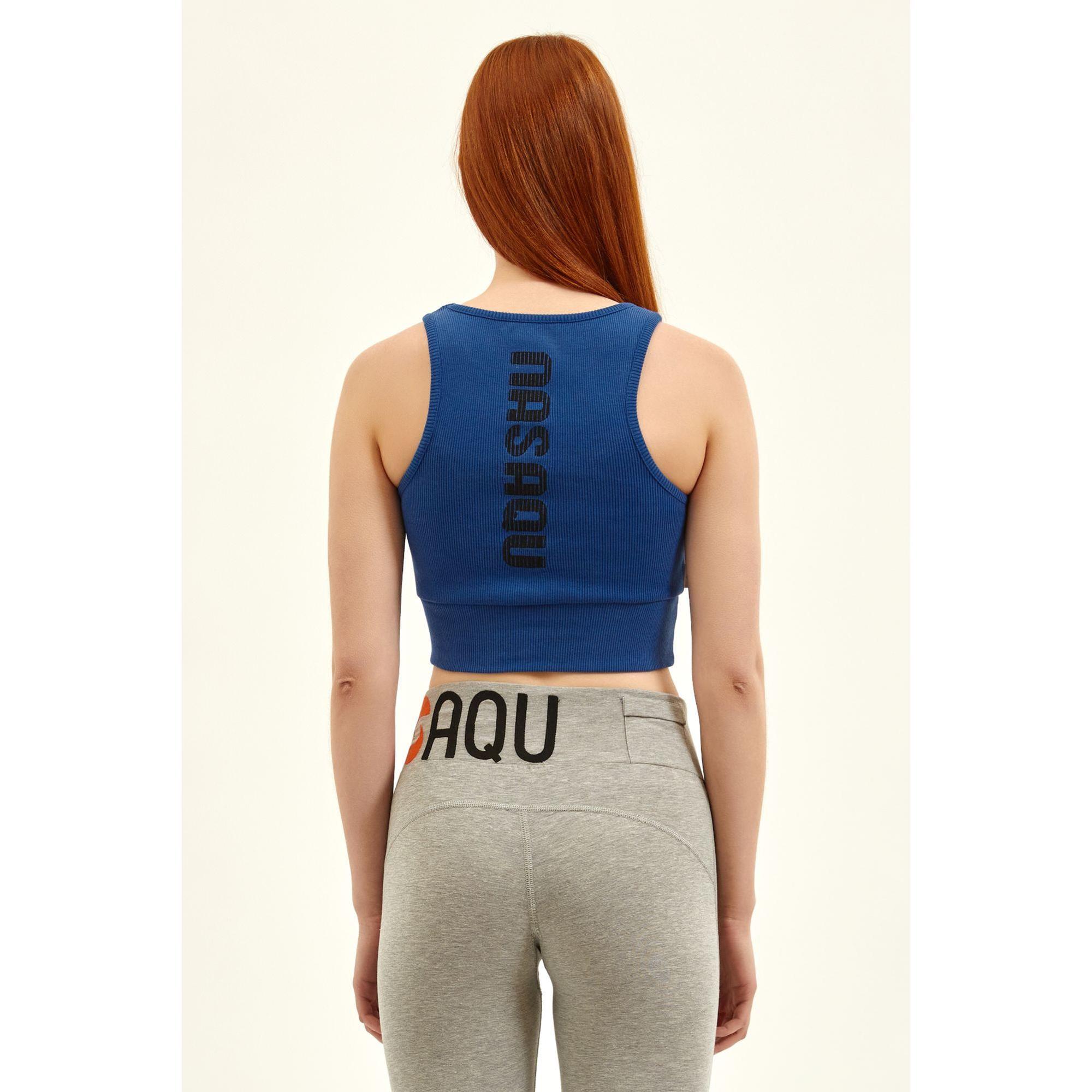 Nasaqu Kadın Açık Yaka Aktif Okyanus Mavisi Crop Top