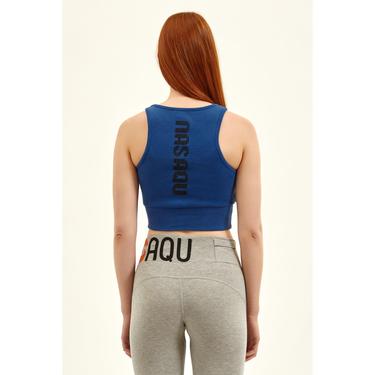  Nasaqu Kadın Açık Yaka Aktif Okyanus Mavisi Crop Top