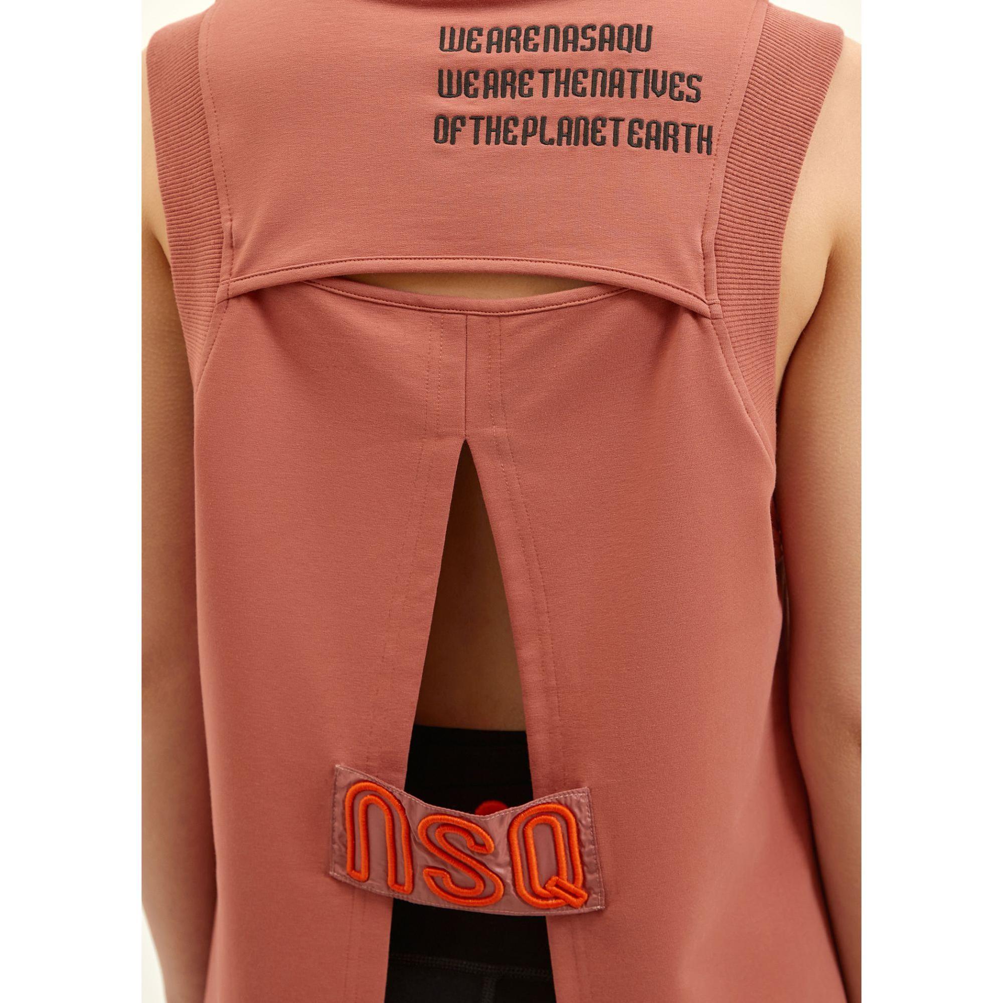 Nasaqu Kadın Sırtı Açık Nakışlı Gül Kurusu T-Shirt