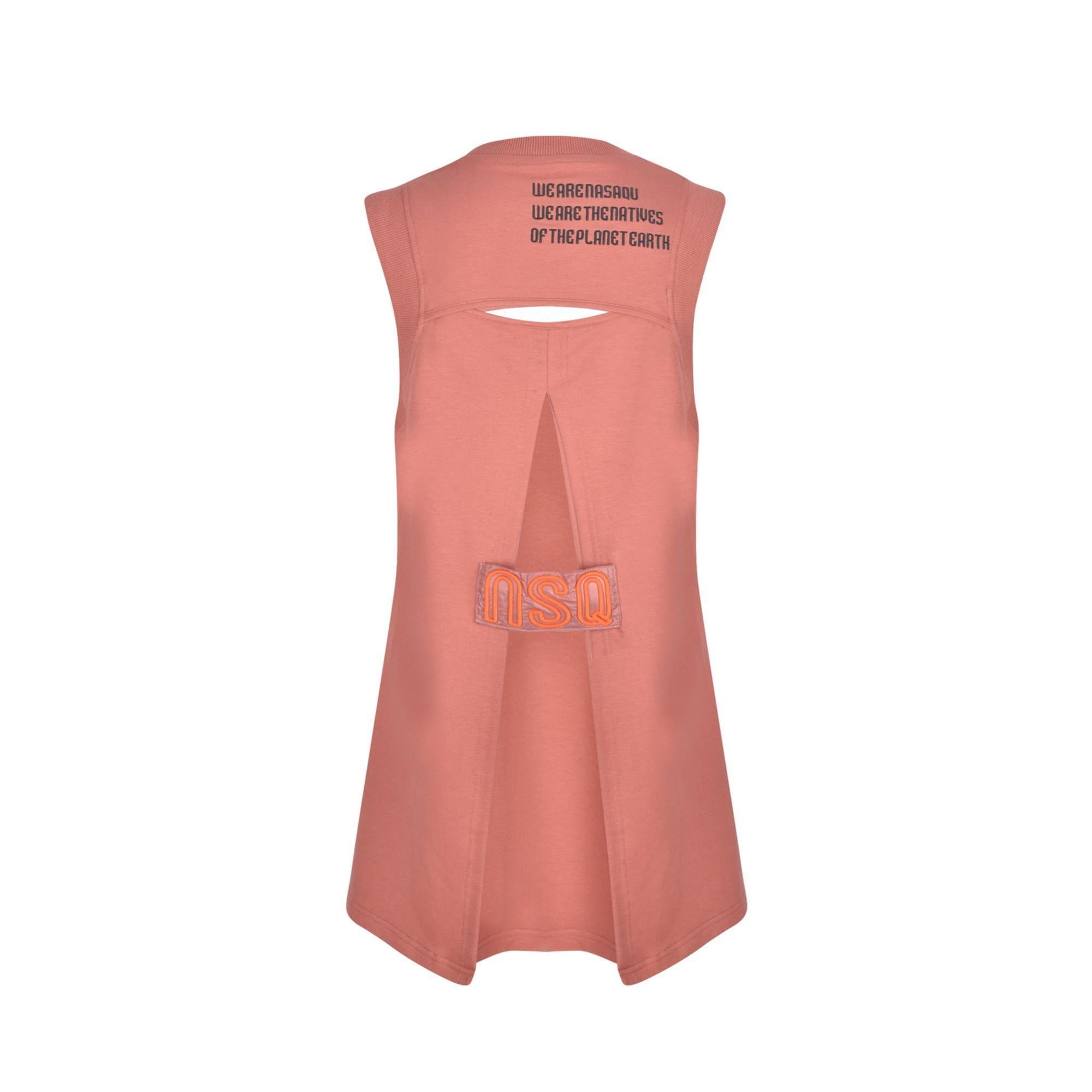 Nasaqu Kadın Sırtı Açık Nakışlı Gül Kurusu T-Shirt