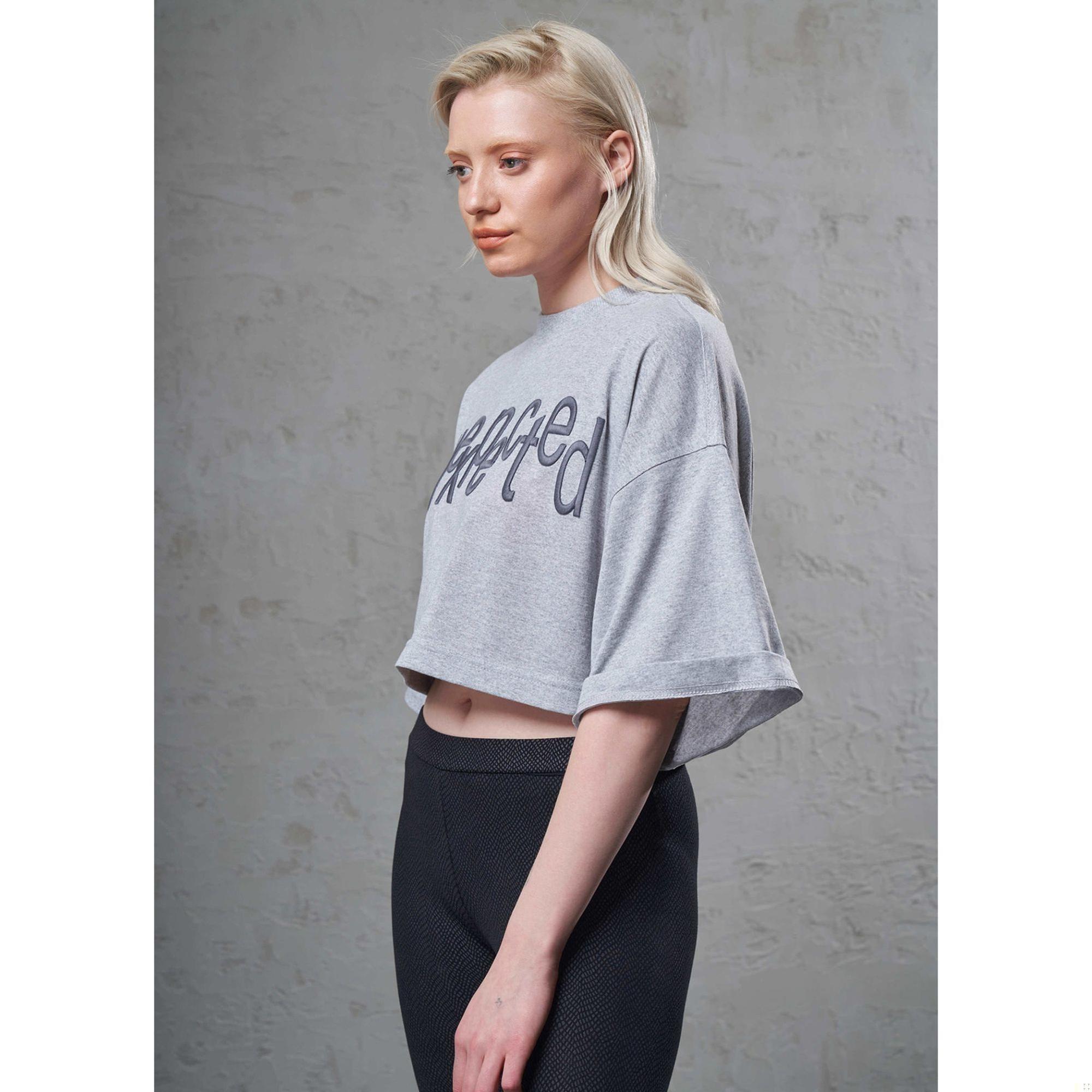 Nasaqu Kadın Mimma Gri Krom Crop Top