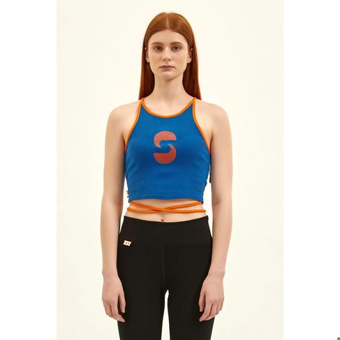  Nasaqu Kadın  Aktif İpli Kobalt Mavi Crop Top