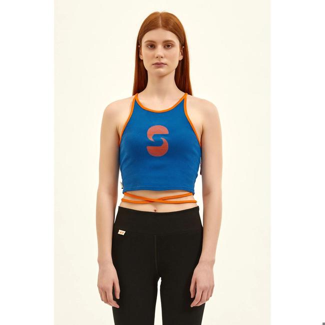  Nasaqu Kadın  Aktif İpli Kobalt Mavi Crop Top