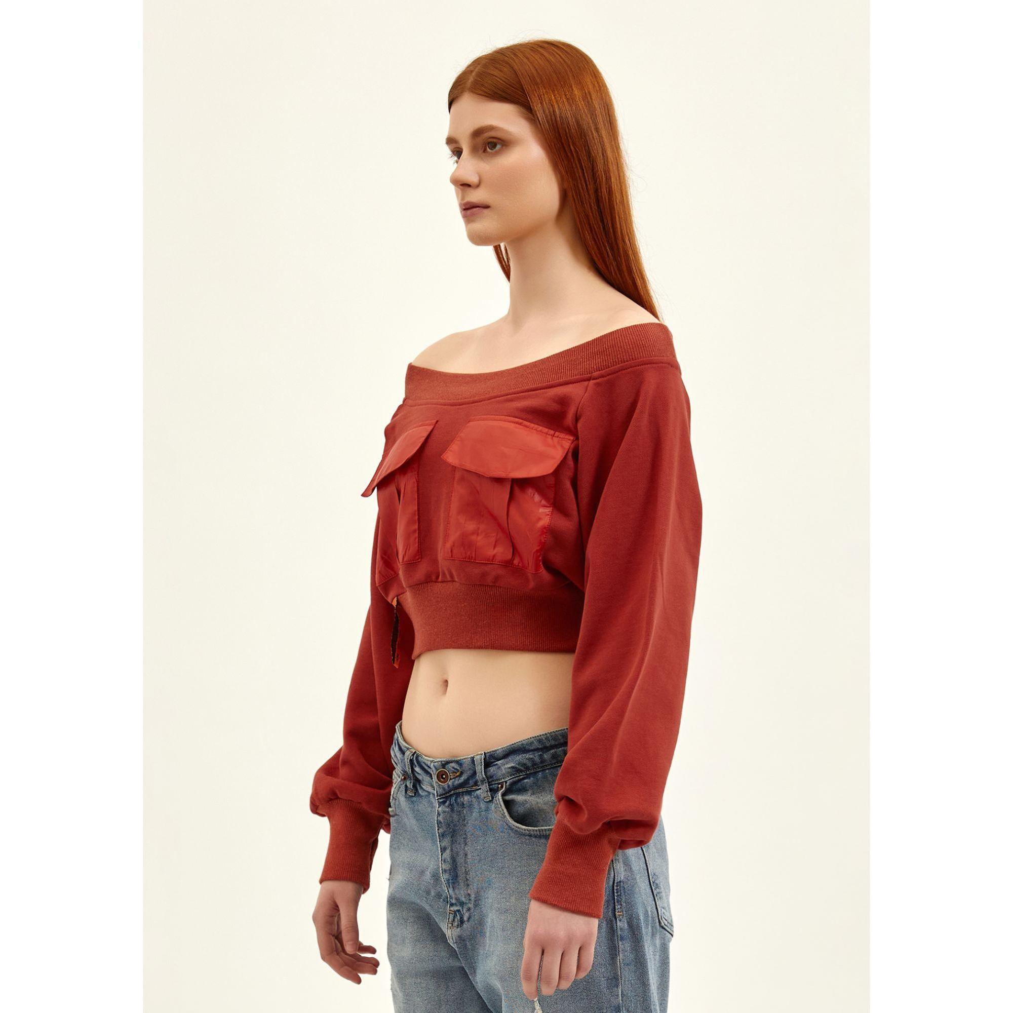 Nasaqu Kadın Skater Girl Terracota Crop Top