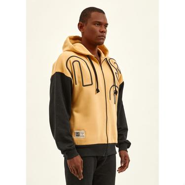  Nasaqu Erkek Kum Fırtınası Fermuarlı Antrasit &Kum Rengi Hoodie