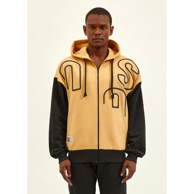  Nasaqu Erkek Kum Fırtınası Fermuarlı Antrasit &Kum Rengi Hoodie