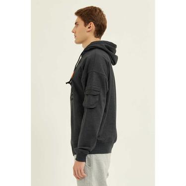  Nasaqu Erkek Bar Fermuarlı Antrasit Hoodie