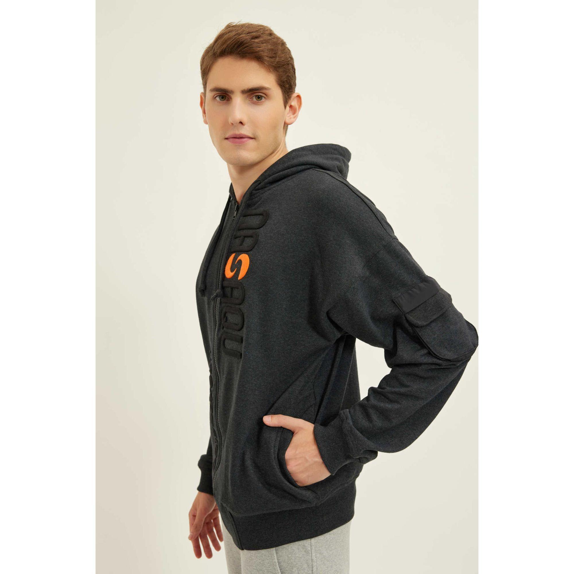 Nasaqu Erkek Bar Fermuarlı Antrasit Hoodie