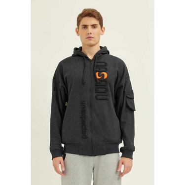  Nasaqu Erkek Bar Fermuarlı Antrasit Hoodie