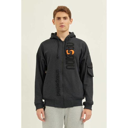  Nasaqu Erkek Bar Fermuarlı Antrasit Hoodie