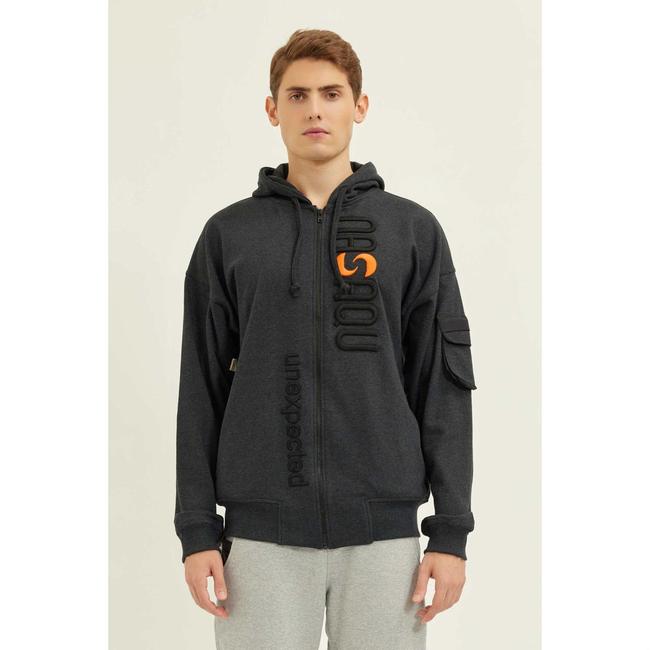  Nasaqu Erkek Bar Fermuarlı Antrasit Hoodie