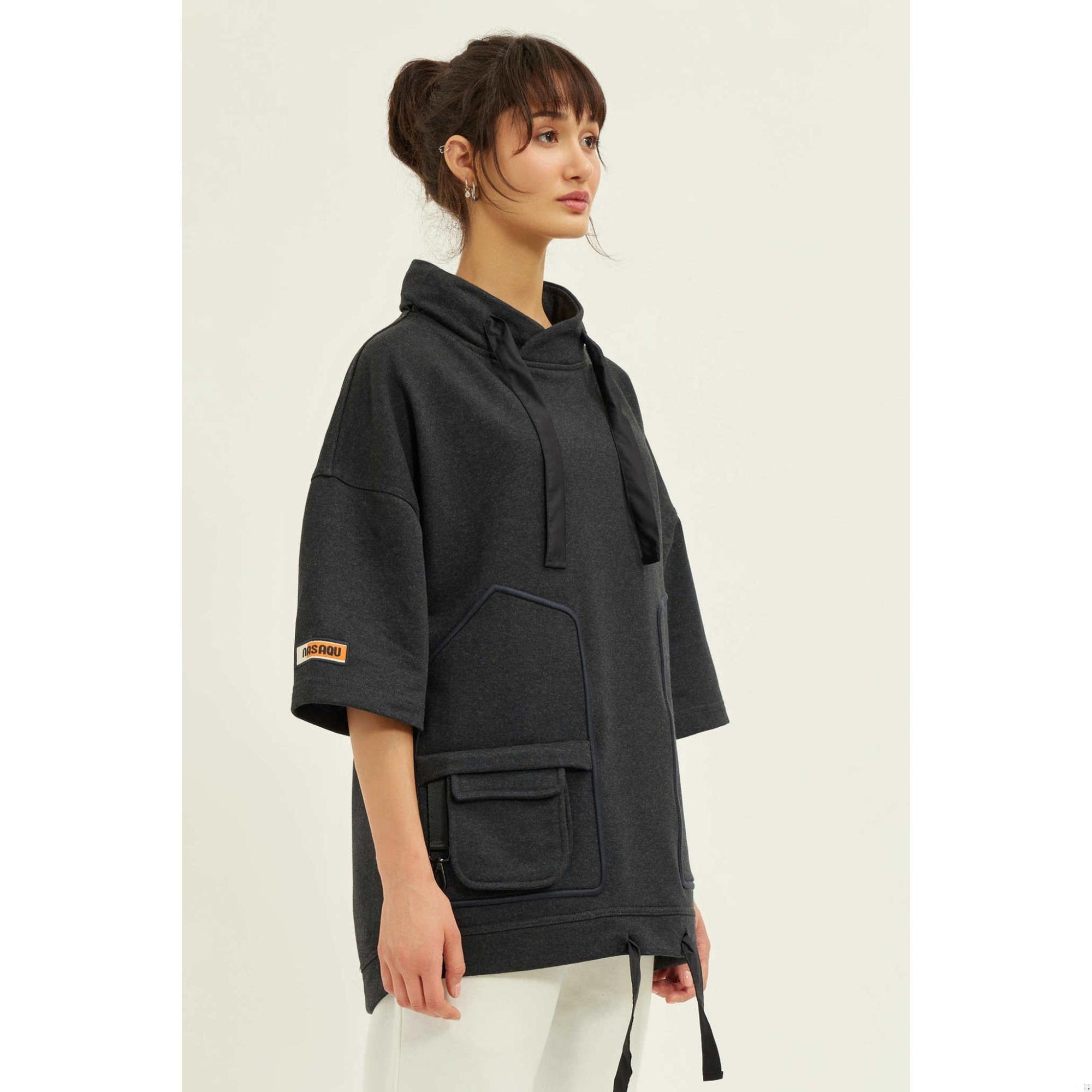 Nasaqu Unisex Cava Oversize Antrasit Hoodie Sweat