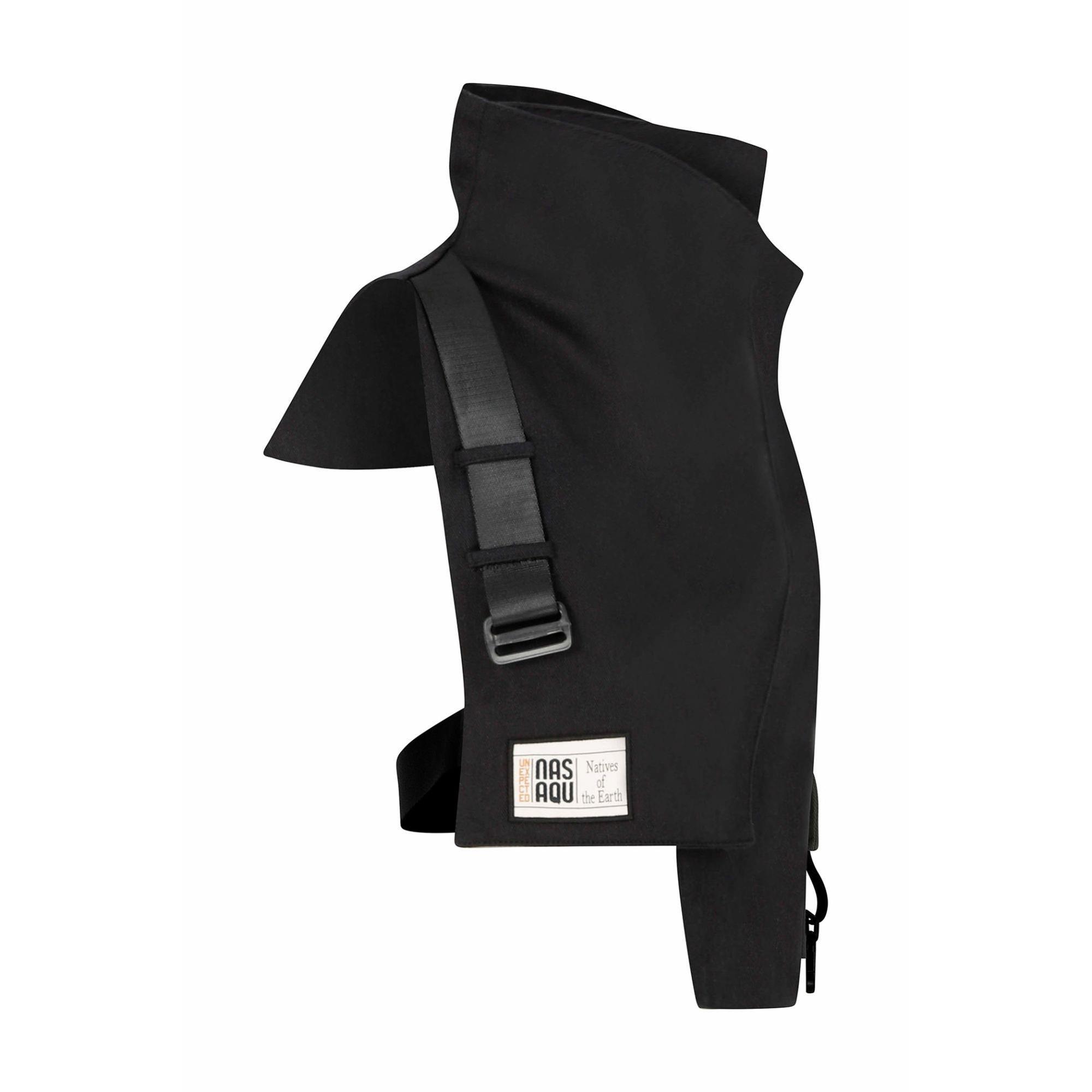 Nasaqu Unisex Ush Yüksek Yaka Siyah Yelek