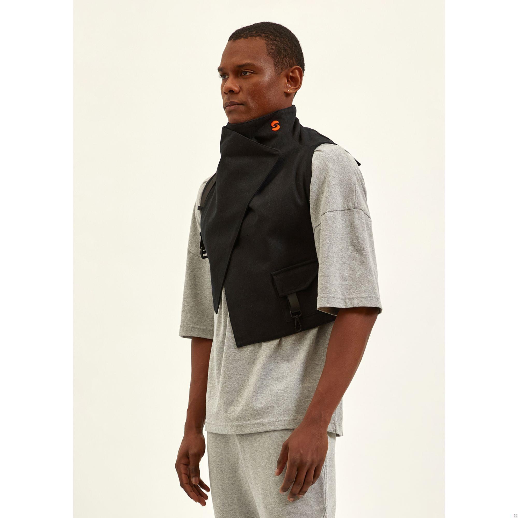 Nasaqu Unisex Ush Yüksek Yaka Siyah Yelek