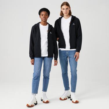  Converse Unisex Siyah Fermuarlı Hoodie