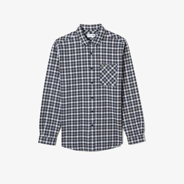  Erkek Regular Fit Ekose Gri Gömlek