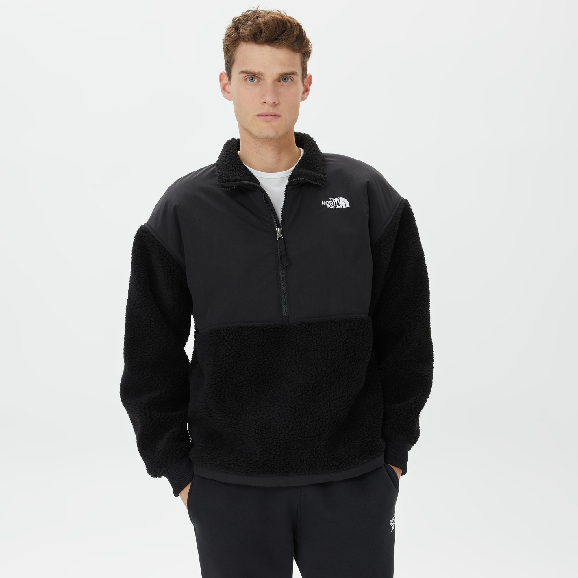 The North Face Platte High Pile Fleece 1/4  Erkek Siyah Sweatshirt