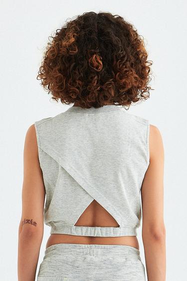  Rockupy Kadın Geena Gri Crop Üst