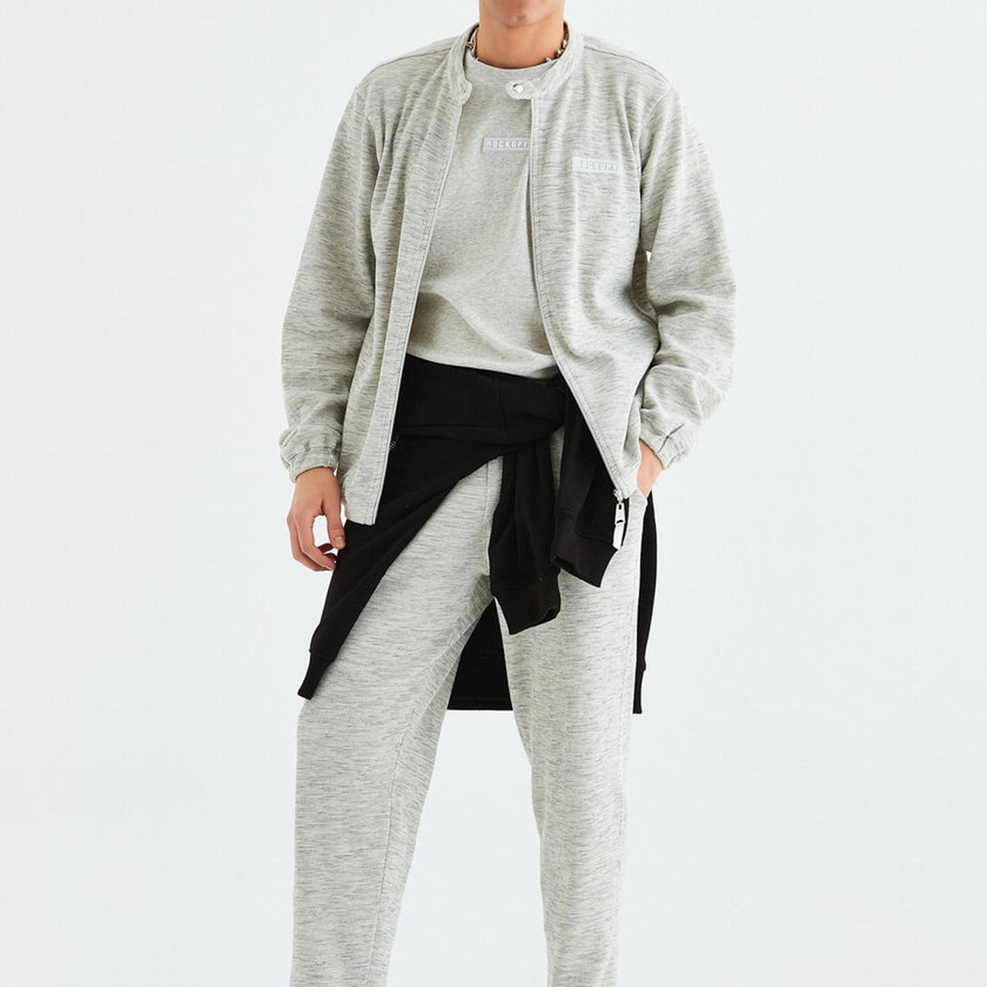 Rockupy Erkek Gandalf Gri Fermuarlı Sweatshirt