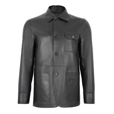  Achak Siyah Erkek Blazer Deri Ceket