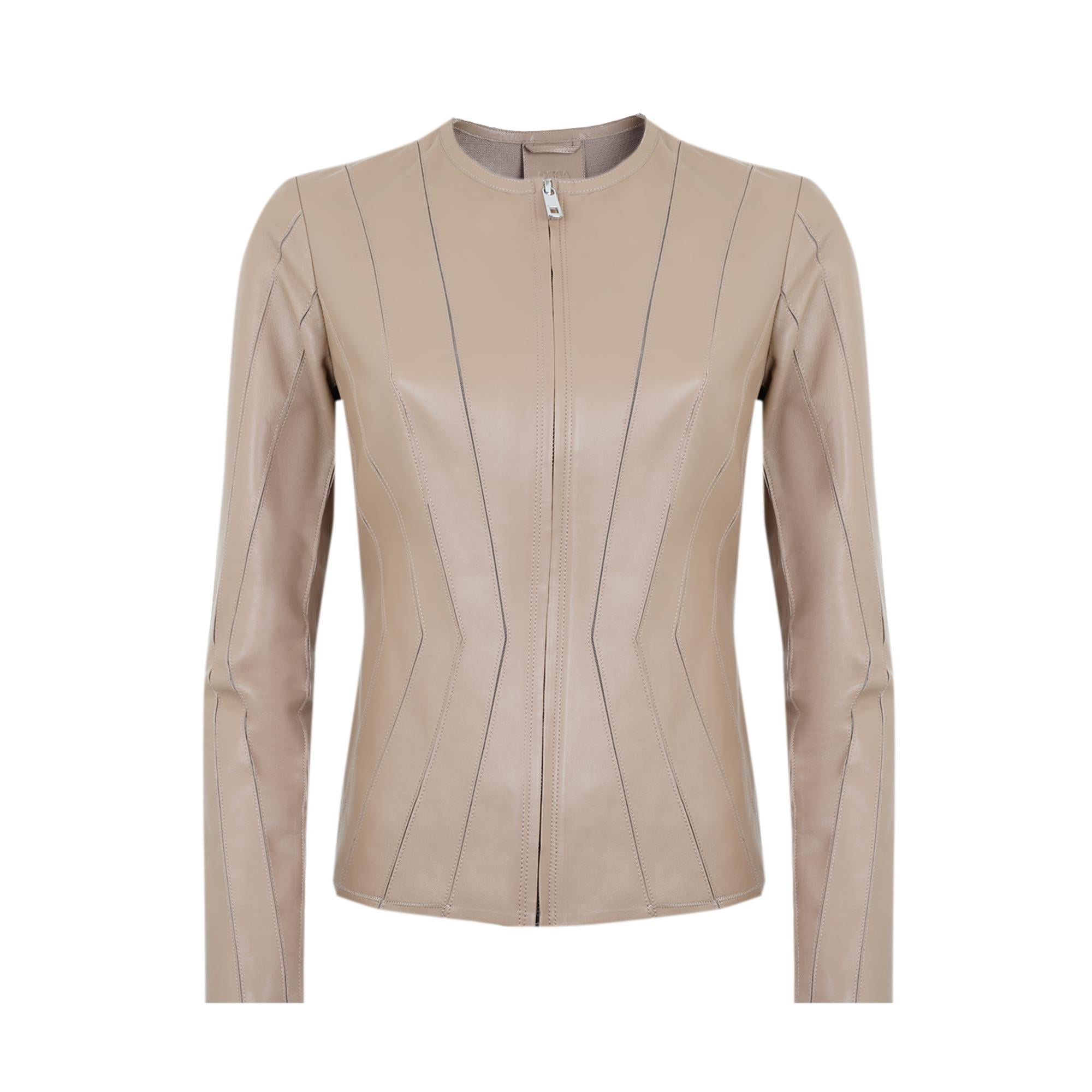 Bienna Bej Kadın Panelli Deri Ceket