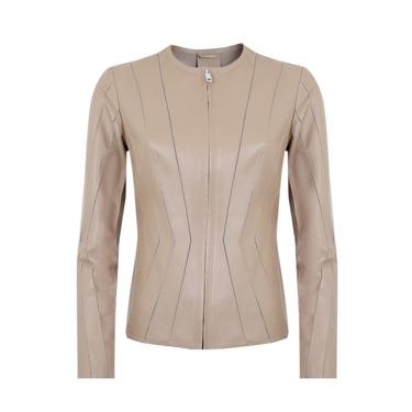  Bienna Bej Kadın Panelli Deri Ceket