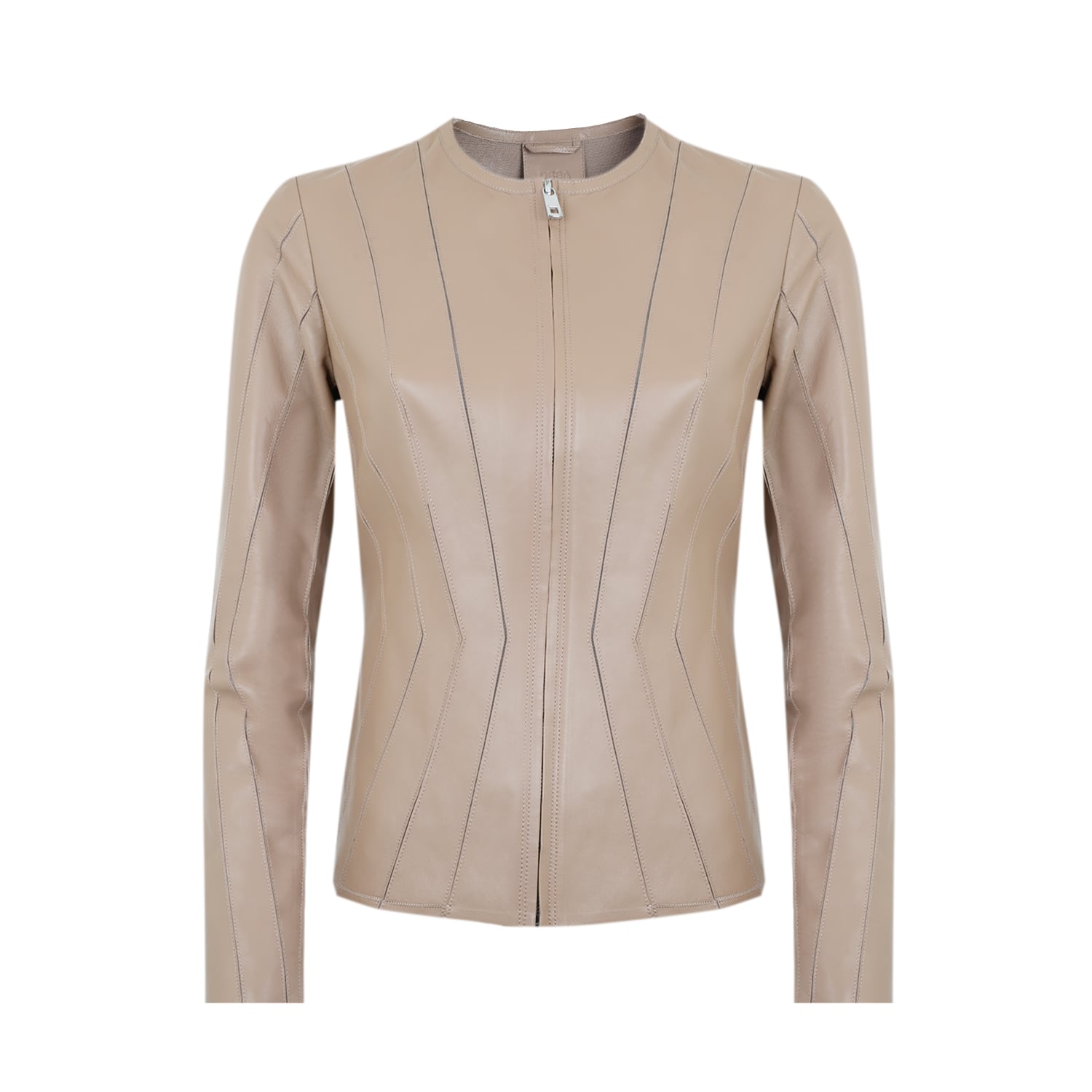  Bienna Bej Kadın Panelli Deri Ceket