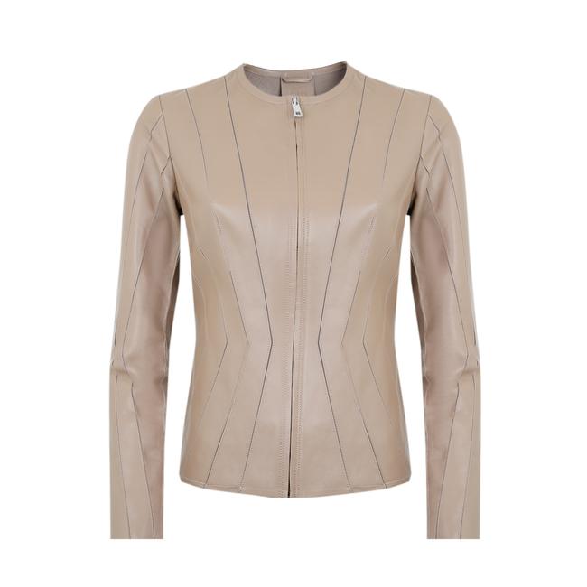  Bienna Bej Kadın Panelli Deri Ceket