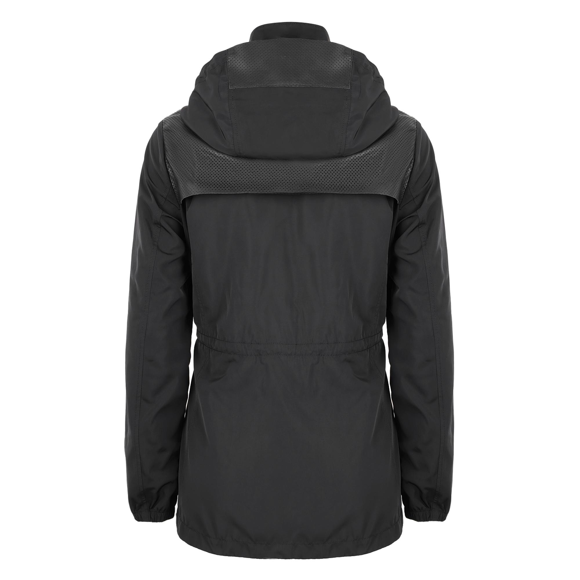 Amoura Siyah Kadın Kapişonlu Su İtici Yağmurluk