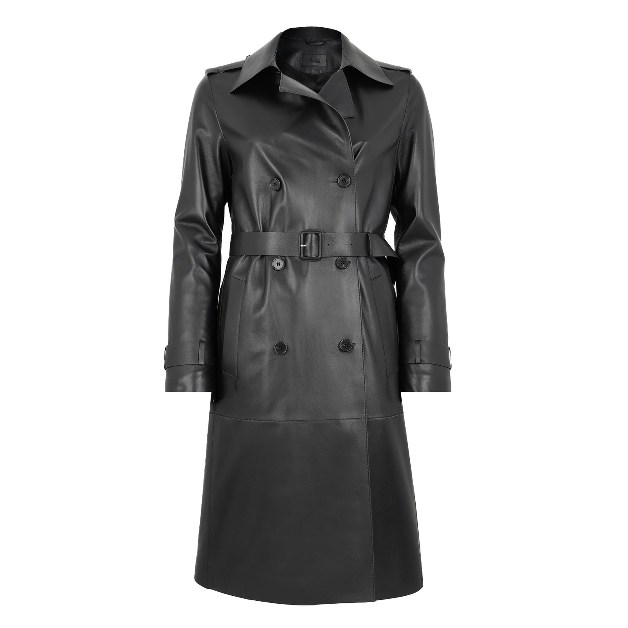 Annily Siyah Kadın Deri Trençkot