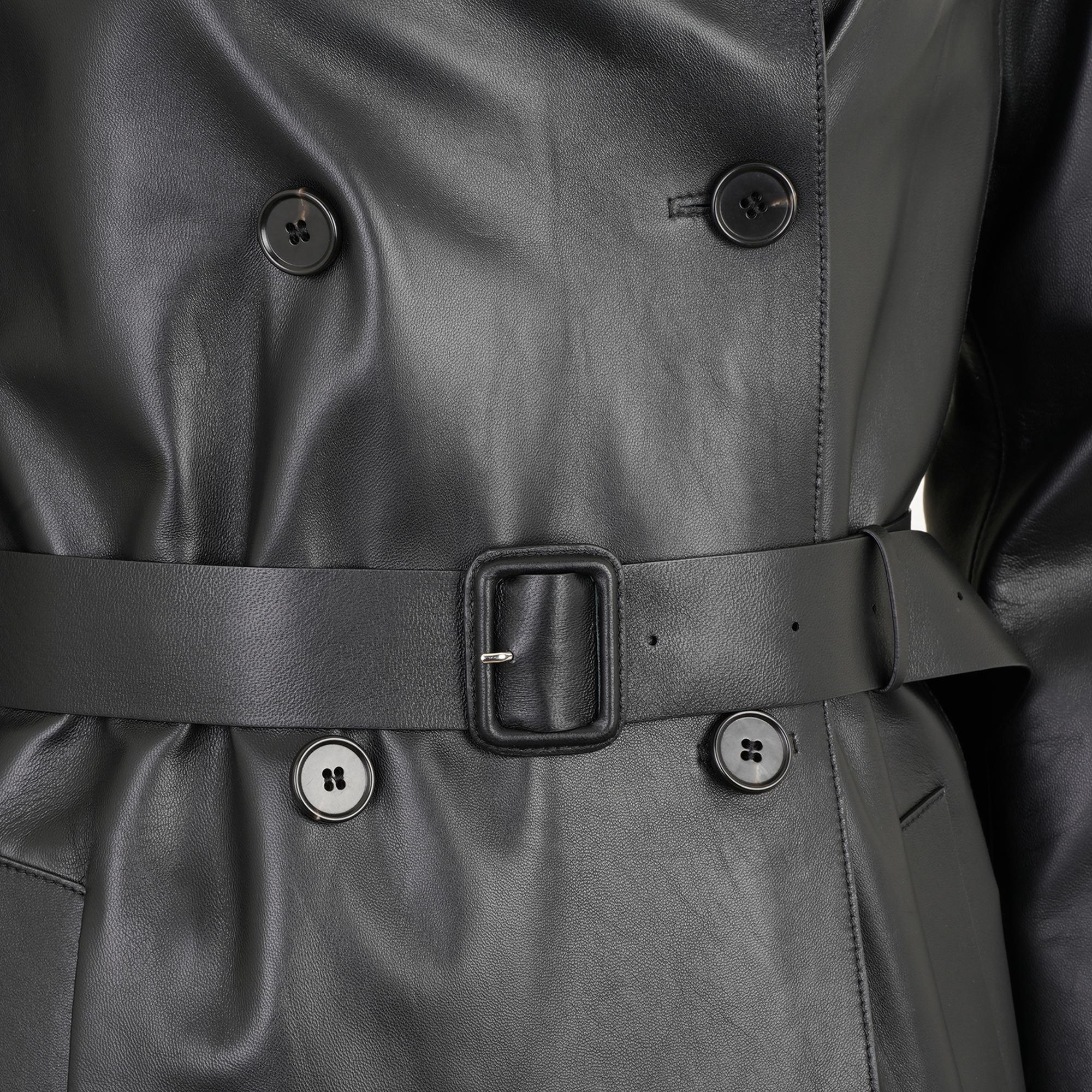 Annily Siyah Kadın Deri Trençkot