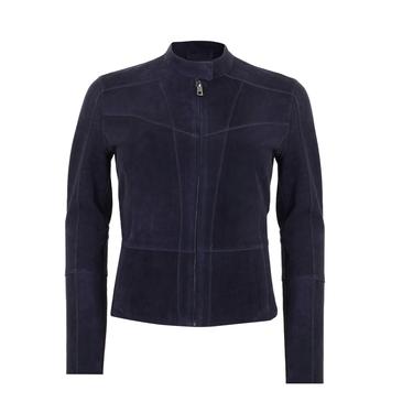  Chantoya Lacivert Kadın Biker Süet Deri Ceket