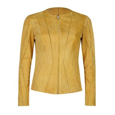  Bienna Sarı Kadın Panelli Süet Deri Ceket