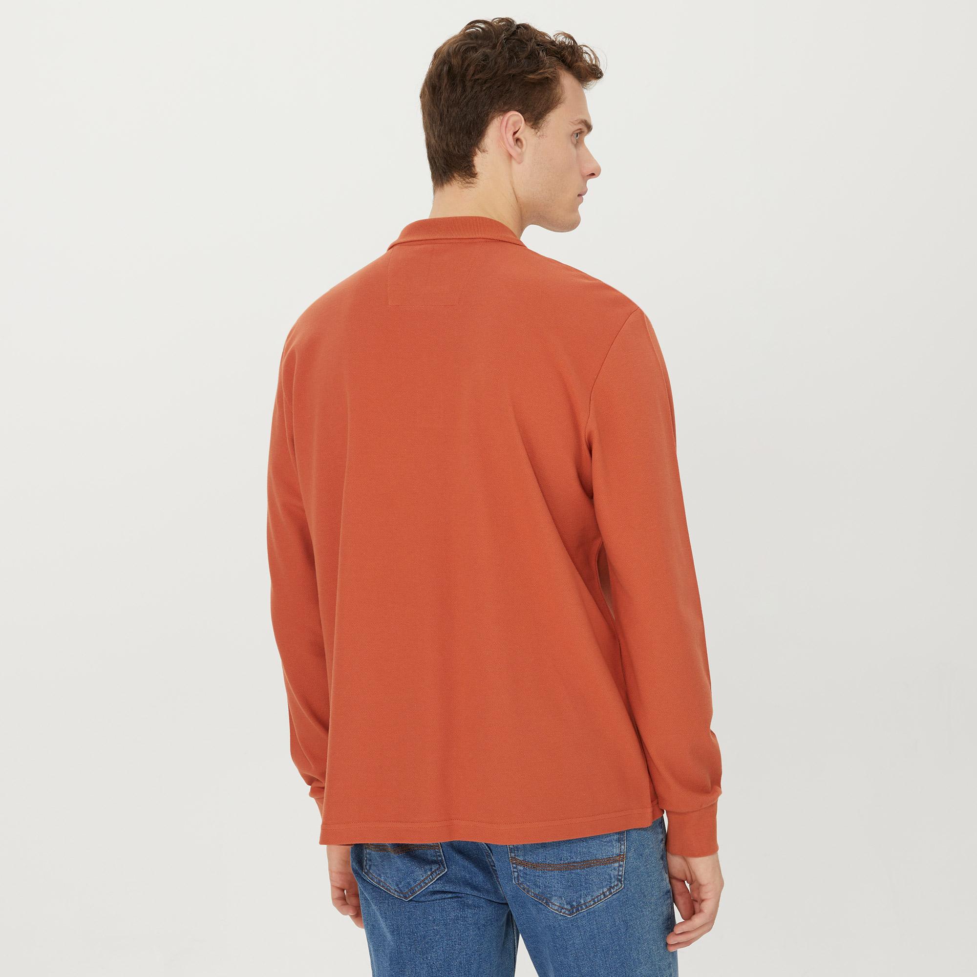 Nautica Erkek Turuncu Classic Fit Uzun Kollu Polo