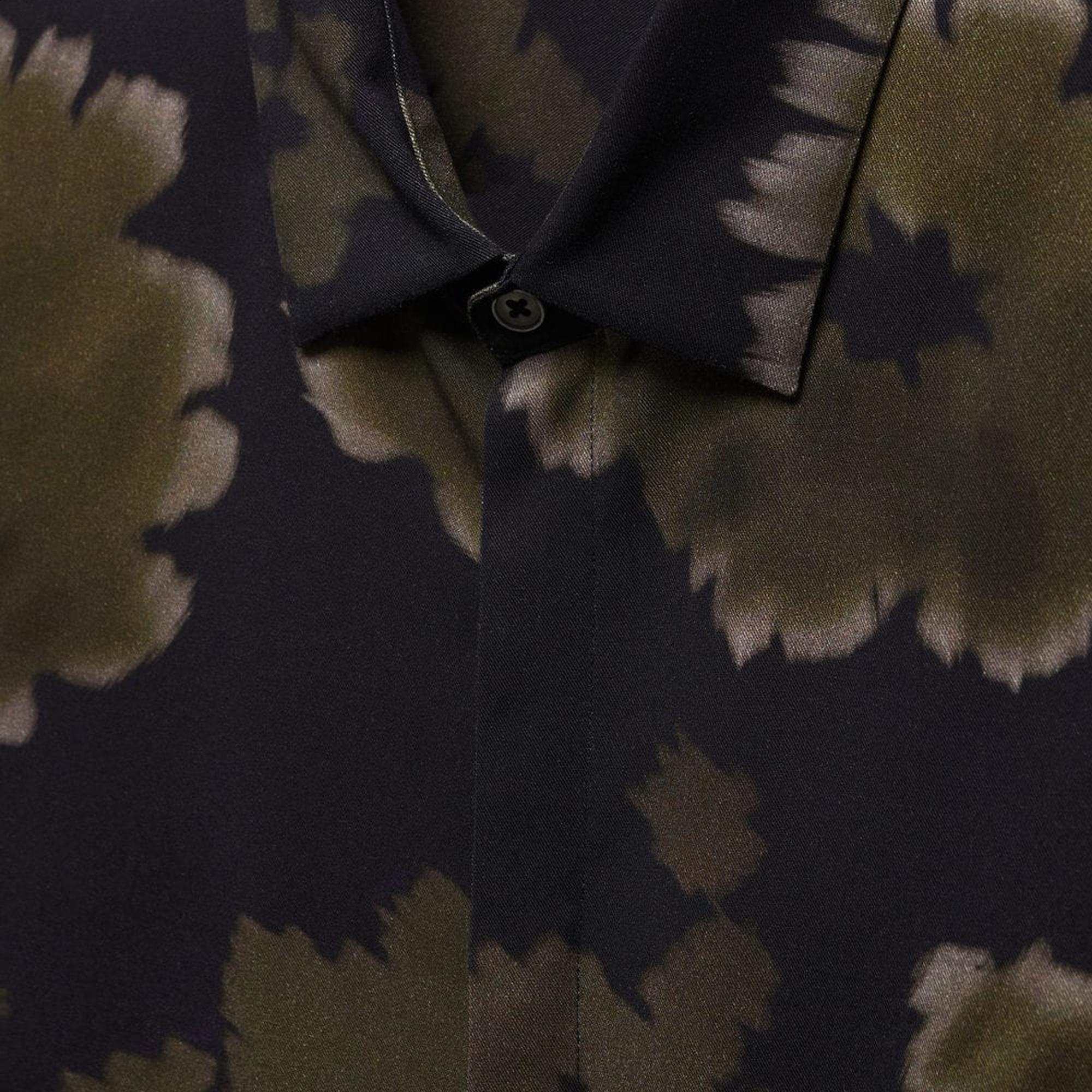 Mango Erkek Dökümlü Desenli Gömlek Haki