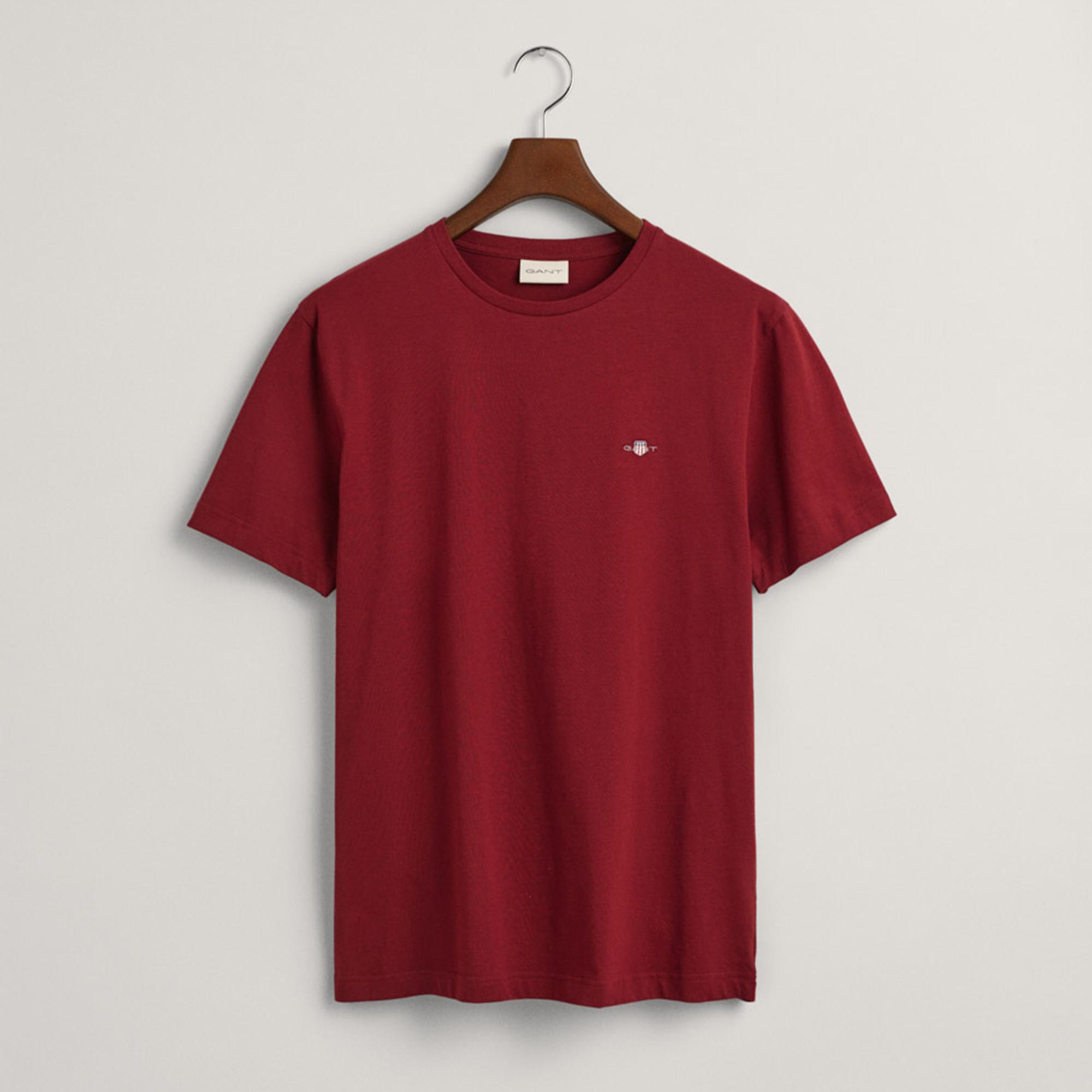 GANT Erkek Bordo Regular Fit Bisiklet Yaka T-Shirt