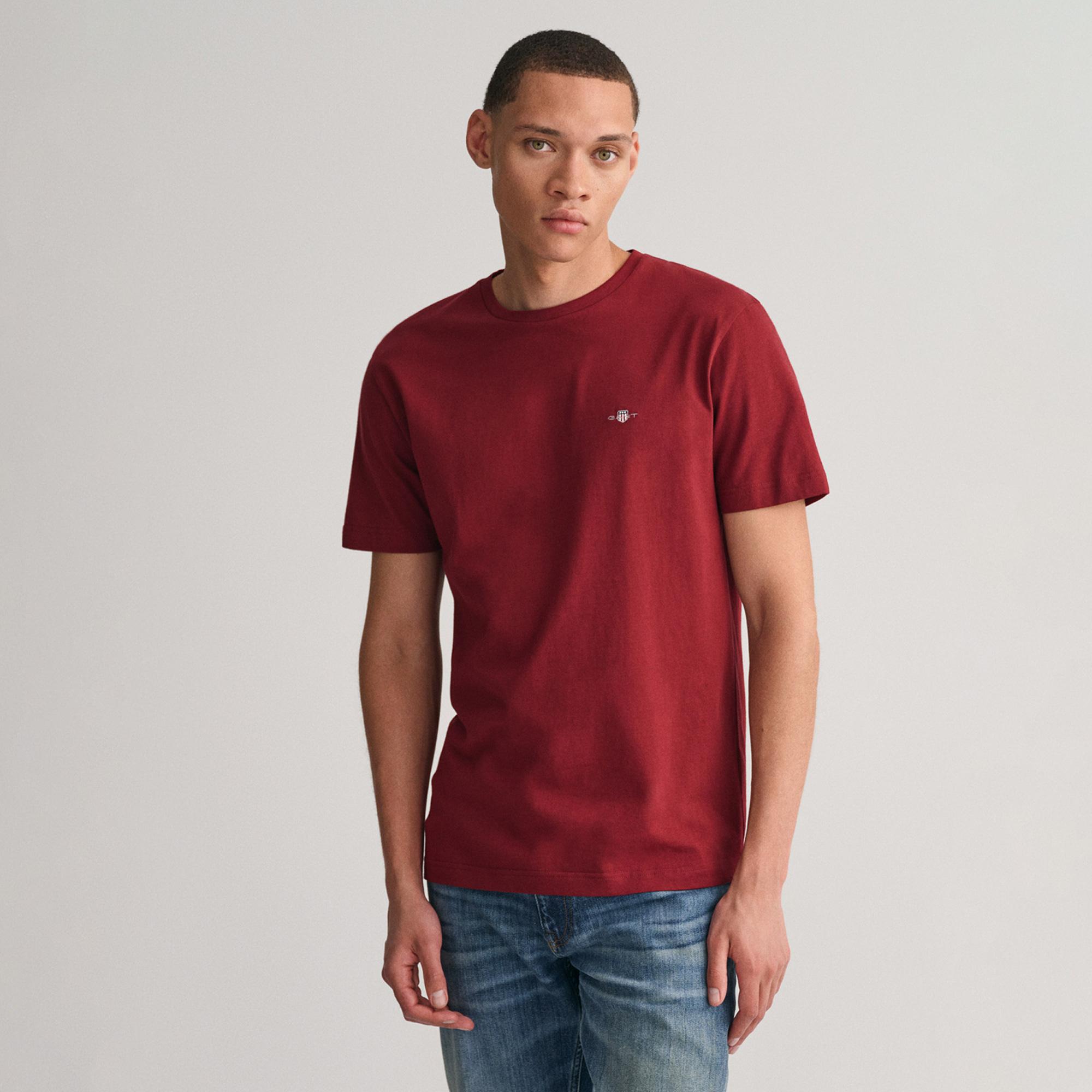 GANT Erkek Bordo Regular Fit Bisiklet Yaka T-Shirt