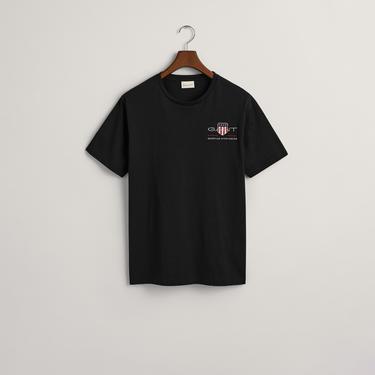  GANT Erkek Siyah Regular Fit Bisiklet Yaka Logolu T-shirt