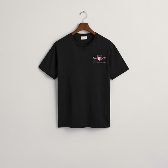  GANT Erkek Siyah Regular Fit Bisiklet Yaka Logolu T-shirt