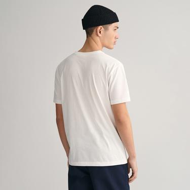  GANT Erkek Beyaz Regular Fit Bisiklet Yaka Logolu T-shirt
