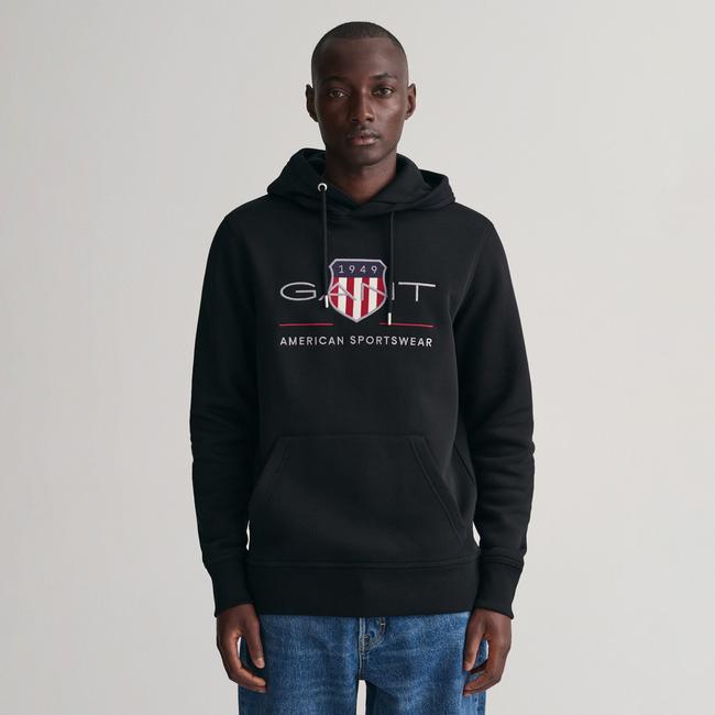  GANT Erkek Siyah Regular Fit Kapüşonlu Logolu Sweatshirt