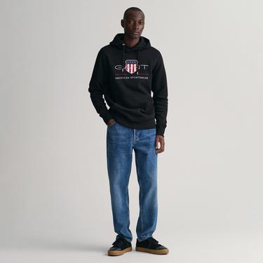  GANT Erkek Siyah Regular Fit Kapüşonlu Logolu Sweatshirt