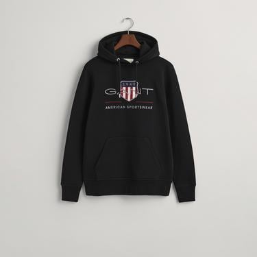  GANT Erkek Siyah Regular Fit Kapüşonlu Logolu Sweatshirt