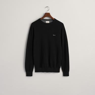  GANT Erkek Siyah Regular Fit Bisiklet Yaka Kazak