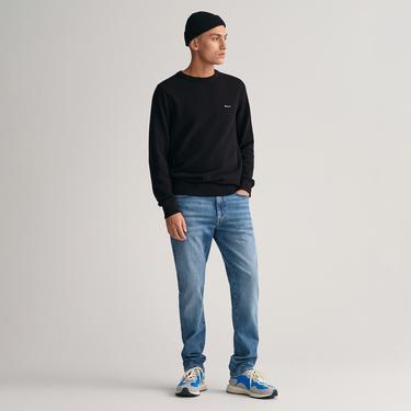  GANT Erkek Siyah Regular Fit Bisiklet Yaka Kazak